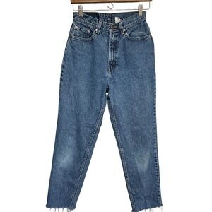 Vintage Levi's 550 Relaxed Fit High Waist Jeans Womens 25x26 Frayed Blue Denim